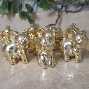 Shiny Gold Elephant Decor Set Of 8